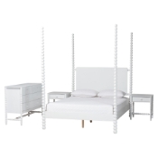 Baxton Studio Cherene 4-Piece Bedroom Set, White, Queen